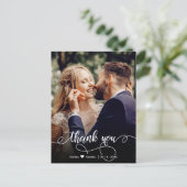 Stijlvolle handgeschreven script bruiloft foto Dan Briefkaart (Staand voorkant)