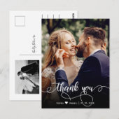 Stijlvolle handgeschreven script bruiloft foto Dan Briefkaart (Voorkant / Achterkant)