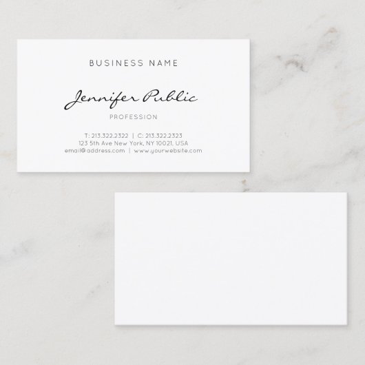 Stijlvolle handgeschreven script moderne eenvoudig visitekaartje (Voorkant / Achterkant)