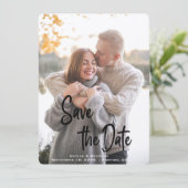 Stijlvolle handgeschreven script persoonlijke foto save the date (Staand voorkant)