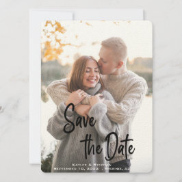 Stijlvolle handgeschreven script persoonlijke foto save the date