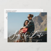 Stijlvolle handgeschreven scriptfoto opslaan Datum Aankondigingskaart (Voorkant / Achterkant)