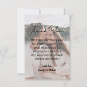 stijlvolle, handgeschreven trouwfoto bedankkaart (Achterkant)