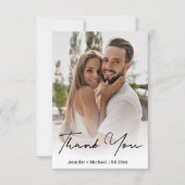 stijlvolle, handgeschreven trouwfoto bedankkaart (Voorkant)