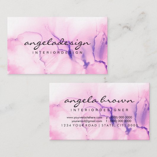 Stijlvolle handmatige natte Waterverf Ombre Splash Visitekaartje (Voorkant / Achterkant)