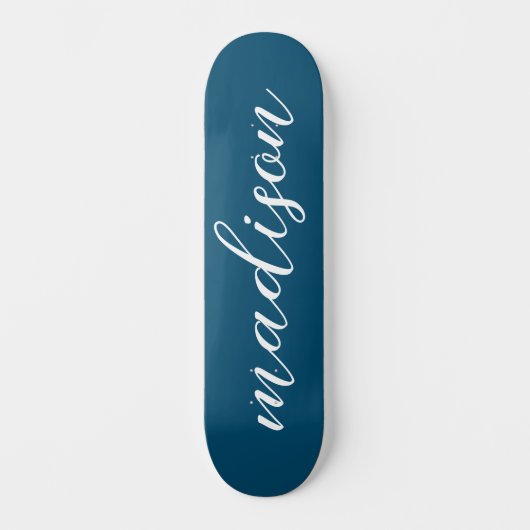 Stijlvolle handtekening eenvoudige marineblauw Mon Persoonlijk Skateboard (Voorkant)