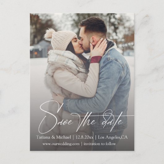 Stijlvolle handtekening script fade foto Sla de da Briefkaart (Voorkant)