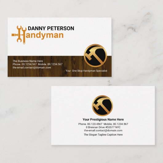 Stijlvolle handyman Motif Timber Fence Constructio Visitekaartje (Voorkant / Achterkant)