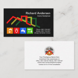 Stijlvolle Handyman-pictogrammen op het dak Visitekaartje
