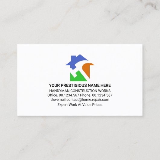Stijlvolle Handyman Tools Building Visitekaartje (Achterkant)