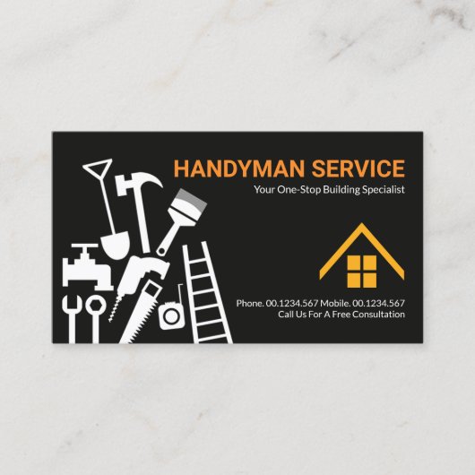 Stijlvolle, handyman Tools Home Repareers Visitekaartje (Voorkant)