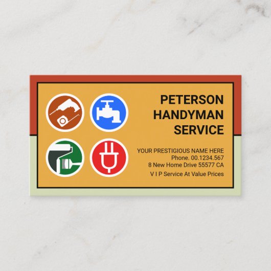 Stijlvolle Handyman Tools Lijst Visitekaartje (Voorkant)