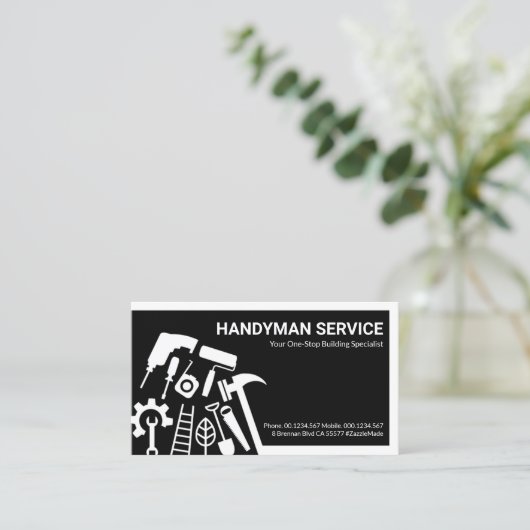Stijlvolle Handyman Tools Rand Visitekaartje (Staand voorkant)
