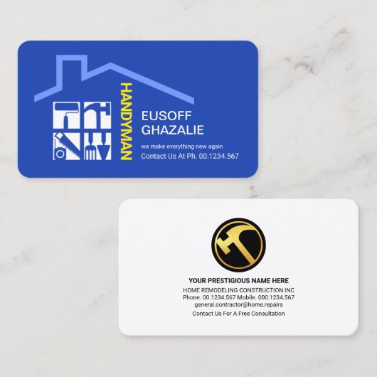 Stijlvolle Handyman Tools Rooftop Visitekaartje (Voorkant / Achterkant)