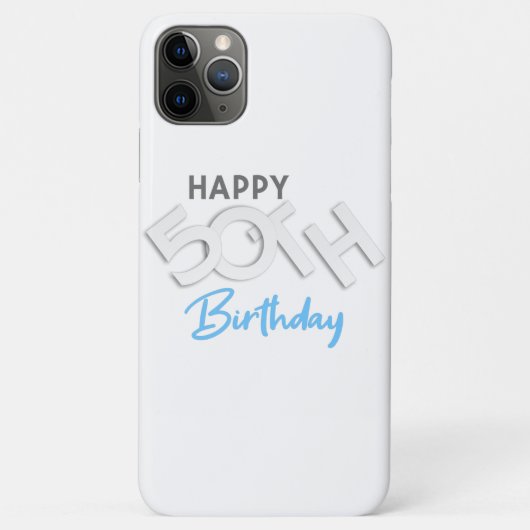 Stijlvolle Happy 50th Birthday Typografie Case-Mate iPhone Case (Achterkant)