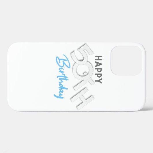 Stijlvolle Happy 50th Birthday Typografie Case-Mate iPhone Case (Achterkant (horizontaal))