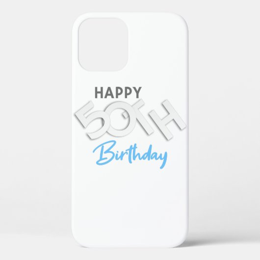 Stijlvolle Happy 50th Birthday Typografie Case-Mate iPhone Case (Achterkant)