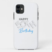Stijlvolle Happy 50th Birthday Typografie Case-Mate iPhone Case (Achterkant)