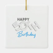 Stijlvolle Happy 50th Birthday Typografie Keramisch Ornament (Achterkant)