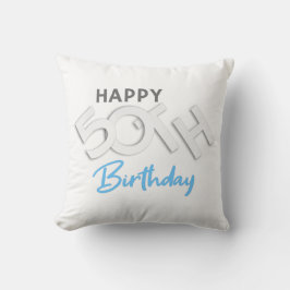 Stijlvolle Happy 50th Birthday Typografie Kussen