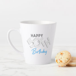 Stijlvolle Happy 50th Birthday Typografie Latte Mok