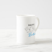 Stijlvolle Happy 50th Birthday Typografie Porselein Kop (Voorkant rechts)