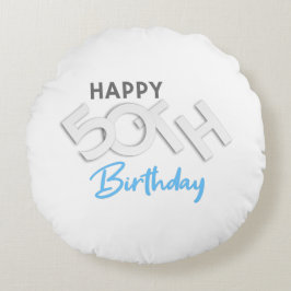 Stijlvolle Happy 50th Birthday Typografie Rond Kussen
