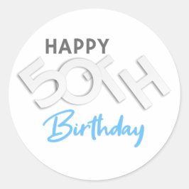 Stijlvolle Happy 50th Birthday Typografie Ronde Sticker