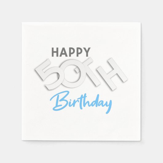 Stijlvolle Happy 50th Birthday Typografie Servet (Voorkant)