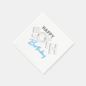 Stijlvolle Happy 50th Birthday Typografie Servet (Hoek)