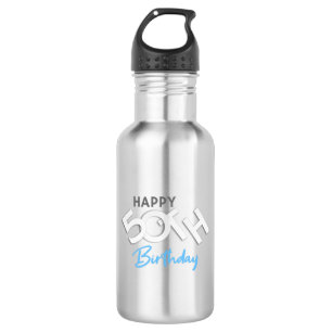 Stijlvolle Happy 50th Birthday Typografie Waterfles