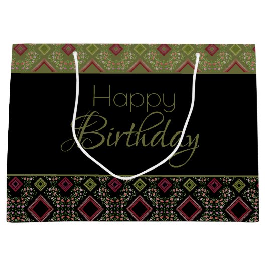 Stijlvolle Happy Birthday grote papieren Canvas ta Groot Cadeauzakje (Voorkant)
