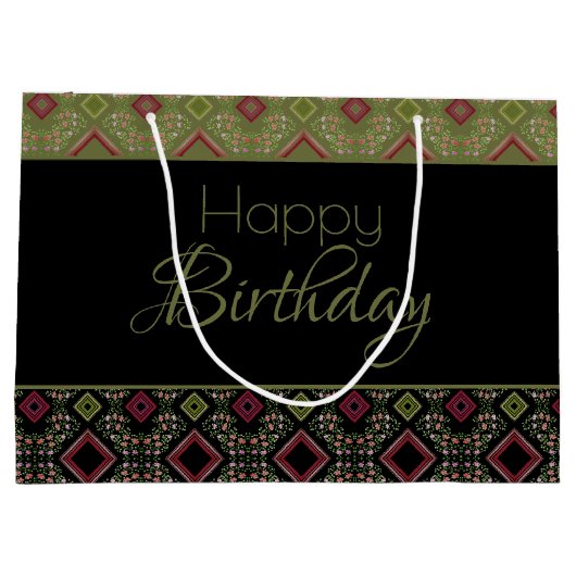 Stijlvolle Happy Birthday grote papieren Canvas ta Groot Cadeauzakje (Achterkant)