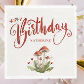 Stijlvolle Happy Birthday Retro Mushroom Papieren Bordje