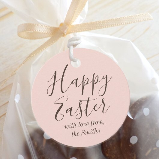 Stijlvolle Happy Easter Blush Roze Party Favor Lab Bedankjes Labels