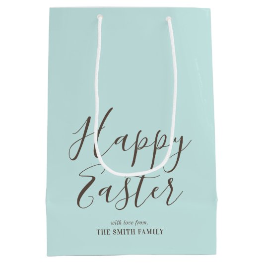 Stijlvolle Happy Easter Gift Wrap blauw groen Medium Cadeauzakje (Achterkant)