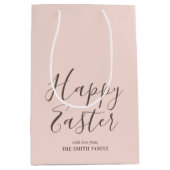 Stijlvolle Happy Easter Gift Wrap Blush Roze Medium Cadeauzakje (Voorkant)