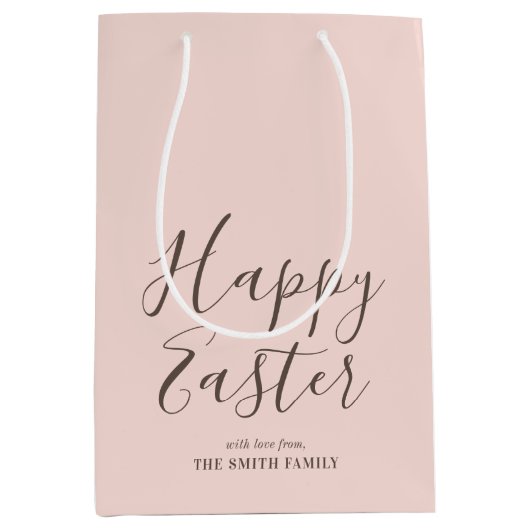 Stijlvolle Happy Easter Gift Wrap Blush Roze Medium Cadeauzakje (Voorkant)