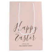 Stijlvolle Happy Easter Gift Wrap Blush Roze Medium Cadeauzakje (Achterkant)