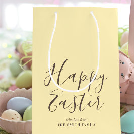 Stijlvolle Happy Easter Gift Wrap Geel Bruin Medium Cadeauzakje