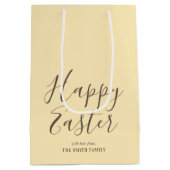 Stijlvolle Happy Easter Gift Wrap Geel Bruin Medium Cadeauzakje (Achterkant)