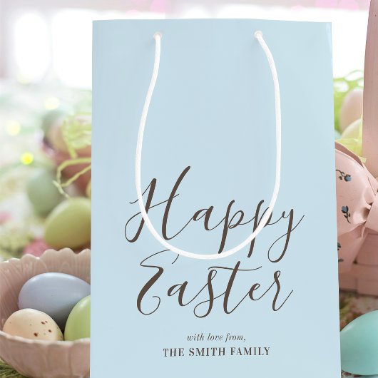 Stijlvolle Happy Easter Gift Wrap Pastel Blue Medium Cadeauzakje