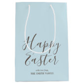 Stijlvolle Happy Easter Gift Wrap Pastel Blue Medium Cadeauzakje (Voorkant)