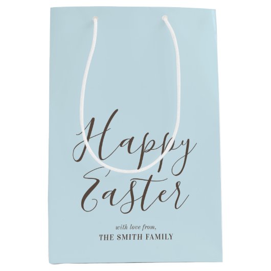 Stijlvolle Happy Easter Gift Wrap Pastel Blue Medium Cadeauzakje (Voorkant)