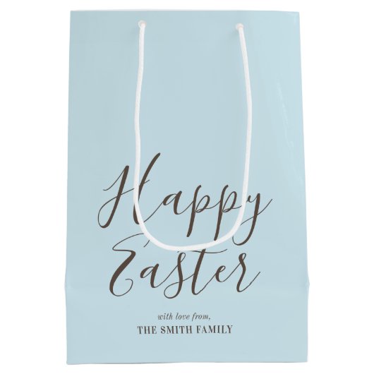 Stijlvolle Happy Easter Gift Wrap Pastel Blue Medium Cadeauzakje (Achterkant)