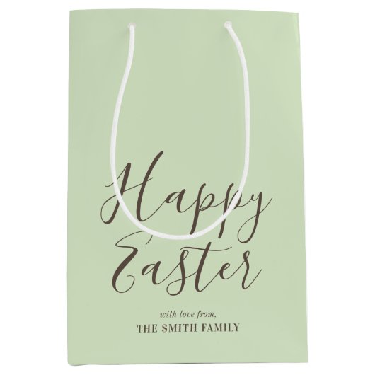 Stijlvolle Happy Easter Gift Wrap Pistache Groen Medium Cadeauzakje (Voorkant)