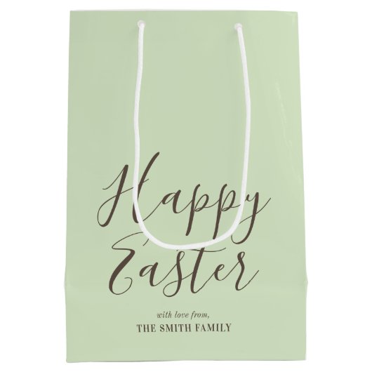 Stijlvolle Happy Easter Gift Wrap Pistache Groen Medium Cadeauzakje (Achterkant)