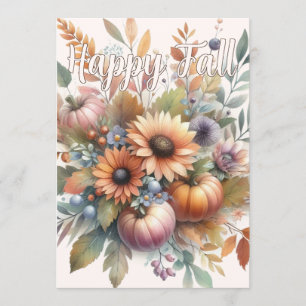 Stijlvolle Happy Fall Pompoen Bloem Boeket Kaart