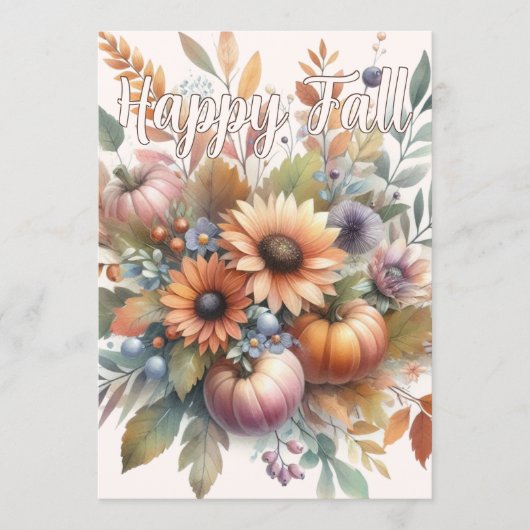 Stijlvolle Happy Fall Pompoen Bloem Boeket Kaart (Voorkant)