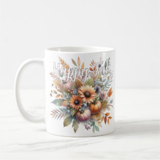Stijlvolle Happy Fall Pompoen Bloem Boeket Motief Koffiemok